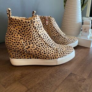 CCOCCI Leopard Print Wedge Ankle Boots